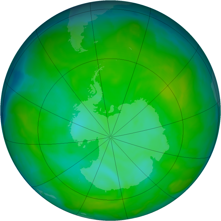 Antarctic ozone map for 18 December 2012